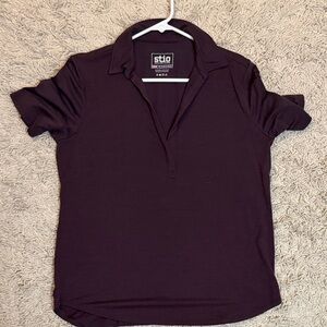 Stio Women's Short Sleeve Button-Down Polo - Dark Plum